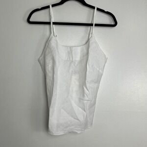 NWT White 100% Linen Camisole Top Adjustable Straps Women's L